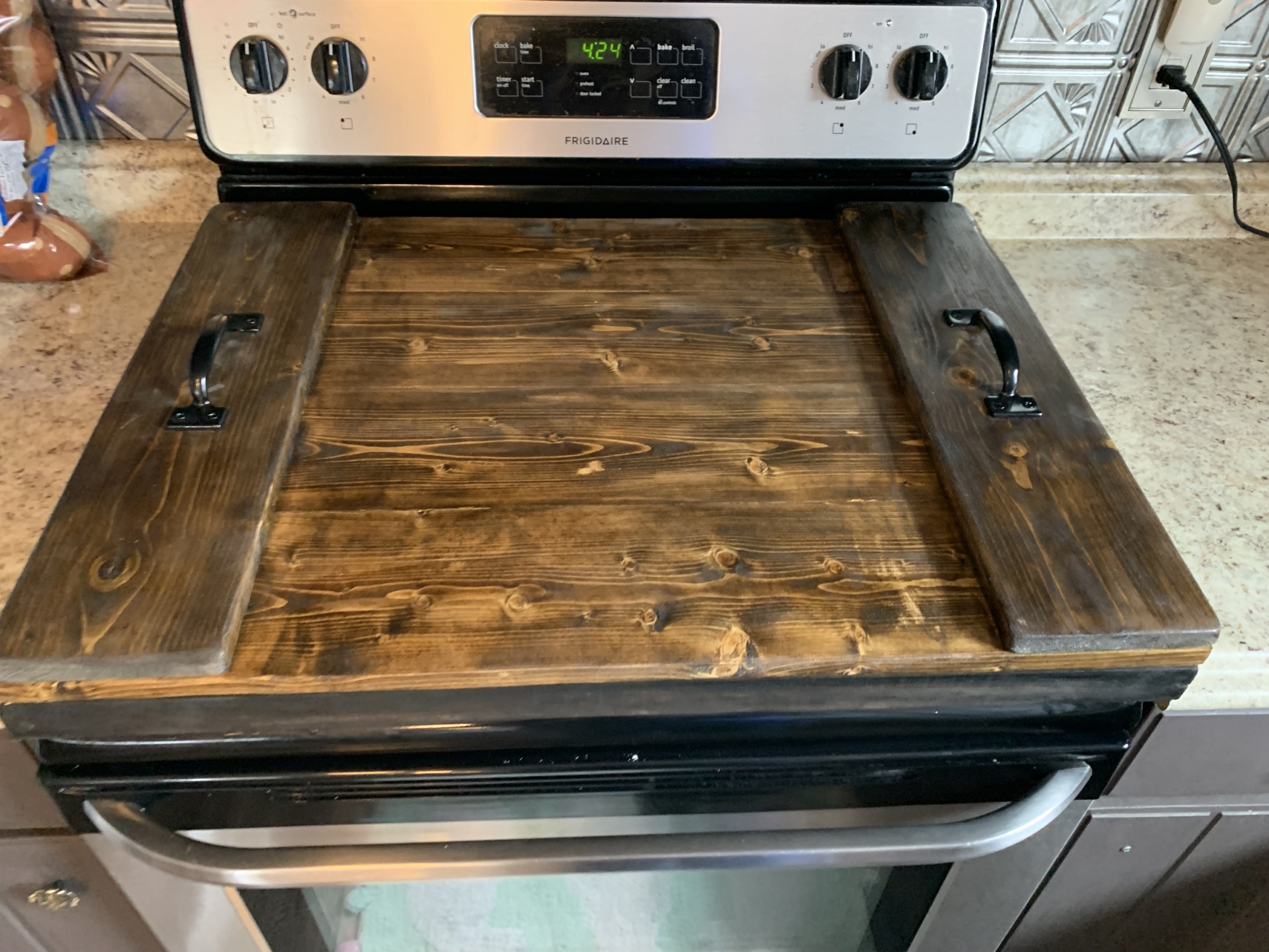 Stove Top Cover - Wooden Handles